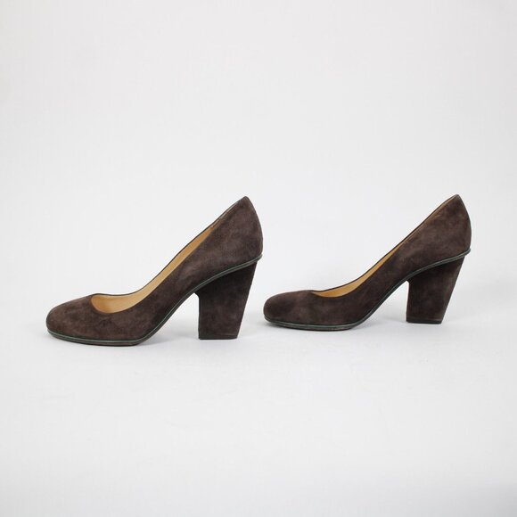 Kate Spade Sz 9 B Brown Green Trim Slip On Suede Upper Leather Inner 3" Heels - Picture 4 of 16